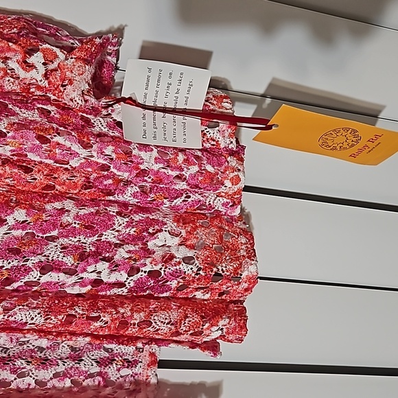 Ruby Rd Red and White Net Cardigan, NWT (Size M) - Picture 5 of 5